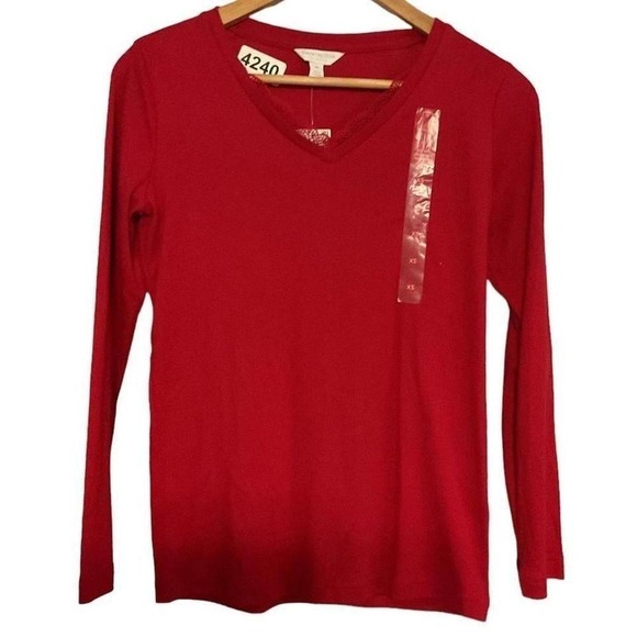 Charter club red long sleeves top size XS - Picture 1 of 4